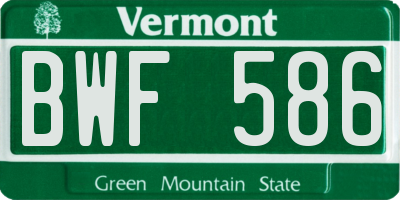 VT license plate BWF586