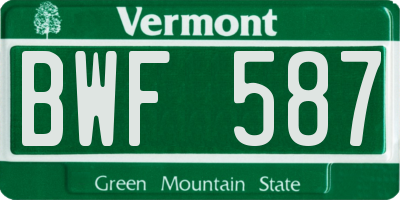VT license plate BWF587