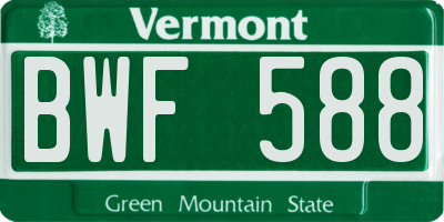 VT license plate BWF588