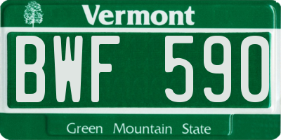 VT license plate BWF590