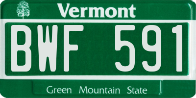 VT license plate BWF591