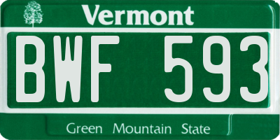 VT license plate BWF593