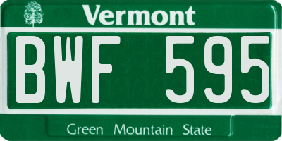 VT license plate BWF595