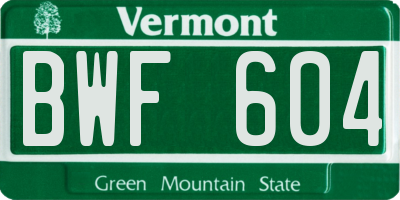 VT license plate BWF604
