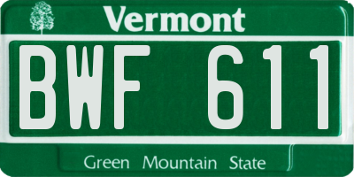 VT license plate BWF611