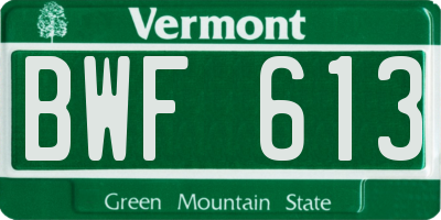 VT license plate BWF613