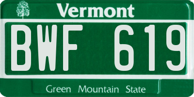 VT license plate BWF619
