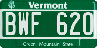 VT license plate BWF620