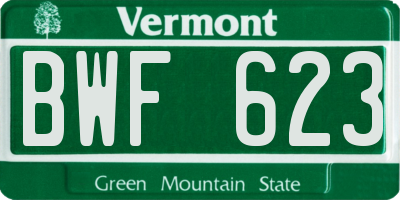 VT license plate BWF623