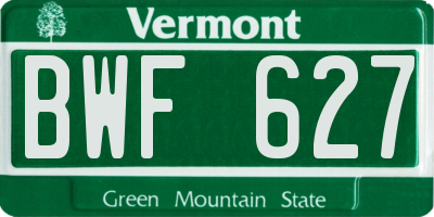 VT license plate BWF627