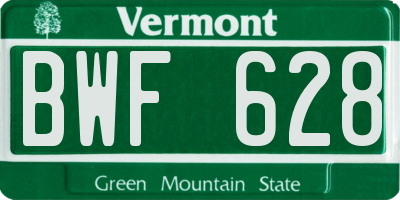 VT license plate BWF628