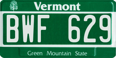 VT license plate BWF629