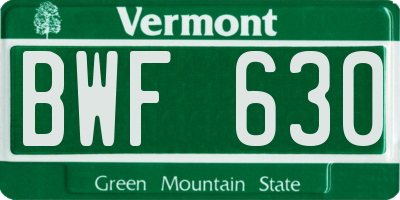 VT license plate BWF630