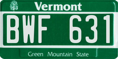 VT license plate BWF631