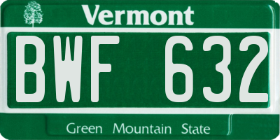 VT license plate BWF632
