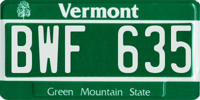 VT license plate BWF635