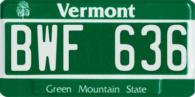 VT license plate BWF636