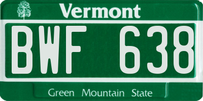 VT license plate BWF638