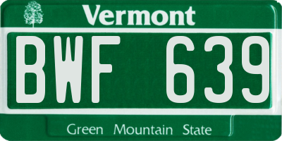 VT license plate BWF639