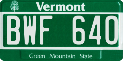 VT license plate BWF640