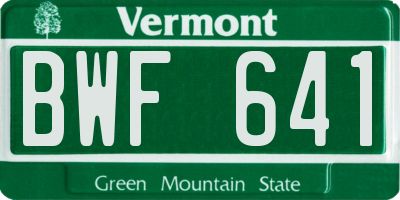 VT license plate BWF641