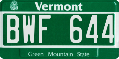 VT license plate BWF644