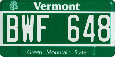 VT license plate BWF648