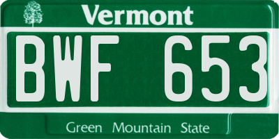 VT license plate BWF653