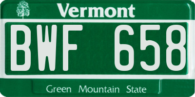 VT license plate BWF658