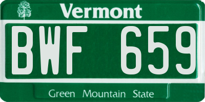VT license plate BWF659