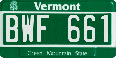 VT license plate BWF661