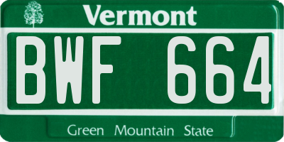 VT license plate BWF664