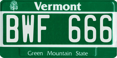 VT license plate BWF666
