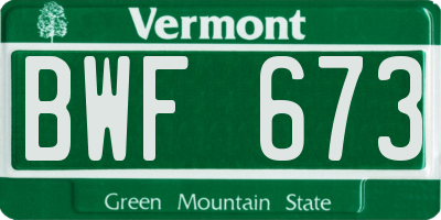 VT license plate BWF673