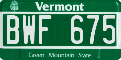 VT license plate BWF675