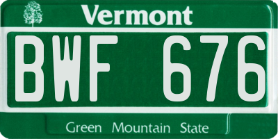 VT license plate BWF676