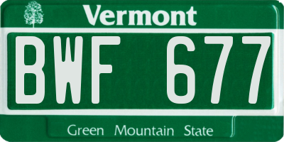 VT license plate BWF677