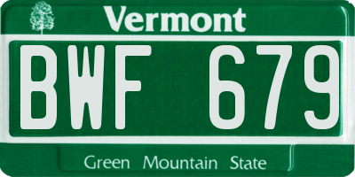 VT license plate BWF679