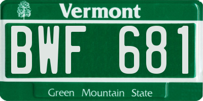 VT license plate BWF681