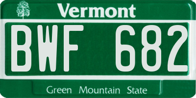 VT license plate BWF682
