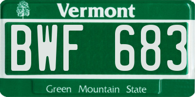 VT license plate BWF683
