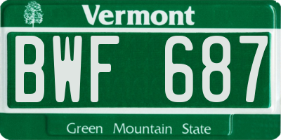 VT license plate BWF687