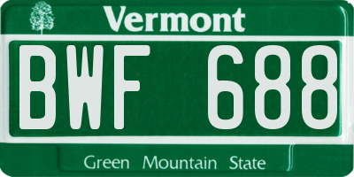VT license plate BWF688