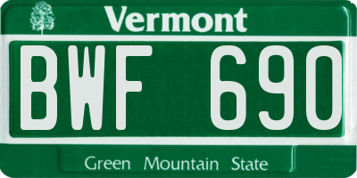 VT license plate BWF690