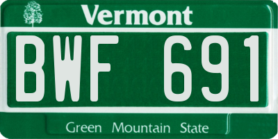 VT license plate BWF691