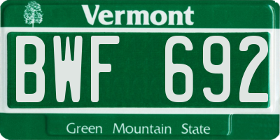 VT license plate BWF692