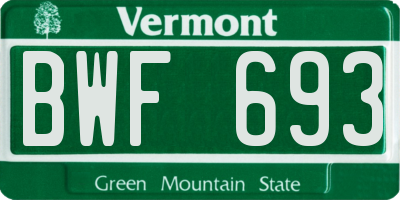 VT license plate BWF693