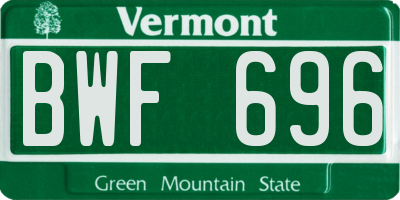 VT license plate BWF696