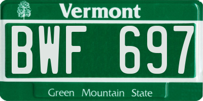 VT license plate BWF697
