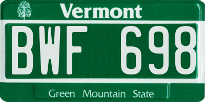 VT license plate BWF698